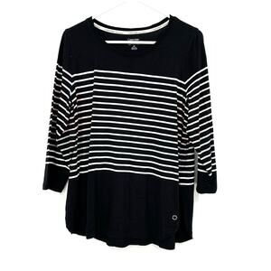 Calvin Klein Performance Size Large Long Sleeve‎ Shirt Black and White Stripes